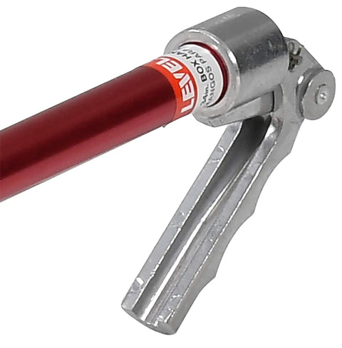 Close-up of Pro-Grade Drywall Flat Box Handle 34 Inch Anodized Aluminum Finishing Tool For Sheetrock Gyprock Wallboard Plasterboard.