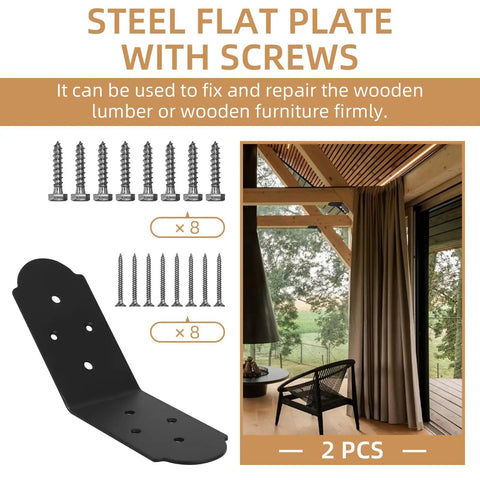 Heavy Duty Inside Mount 135 Degree Angle Bracket for Wood Post and Beam Projects 6x5x3 Inch Carbon Steel with Black Powder Coat Built Tough For Desks Pergolas Gazebos and DIY Kits Two Pack