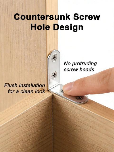 Heavy Duty Zinc Plated L Bracket Corner Braces With Screws showing countersunk screw hole design for flush installation.