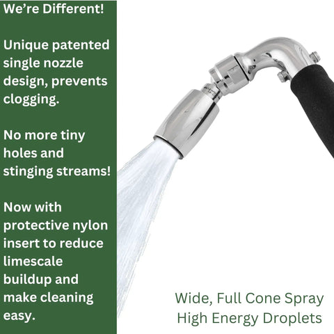 Lead Free Metal Handheld Shower Head With Trickle Valve Ultra Low Flow 1.5 GPM 72 Inch Flexible Stainless Steel Hose spraying water