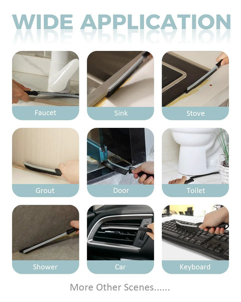 SXhyf crevice cleaning brush (grout scrub) with black handle; used on faucet, sink, stove, grout lines, toilet