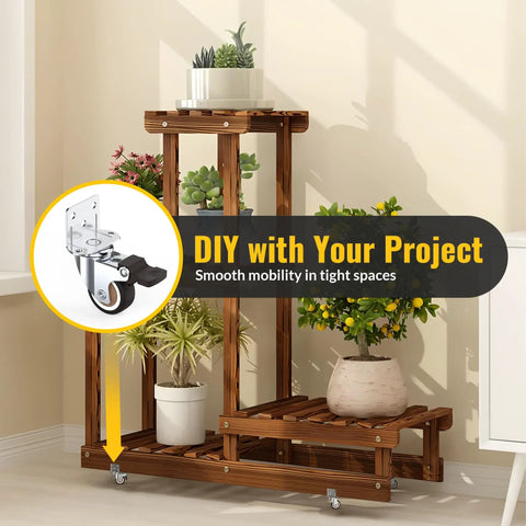 Side Mount Caster Wheels 1.25 Inch Heavy Duty L Shaped Plate With Double Ball Bearing Swivel Set Of 4 used on plant stand