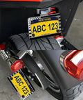 American Flag Motorcycle License Plate Frame Stainless Steel Bike Tag Holder With Mounting Screws Nuts Caps Heavy Duty Patriotic Bracket USA Proud 1 Pack on motorcycle