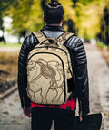 Vintage Bull Line Art Printed Backpack Unisex Large Capacity All Day Everyday Carry Daypack on person in park