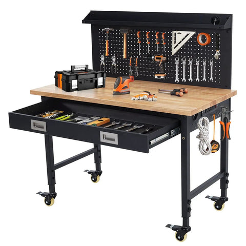 72 Inch Heavy Duty Rolling Tool Chest With Stainless Steel Cabinet And 15 Drawers Solid Wood Top Workbench Mobile Toolbox