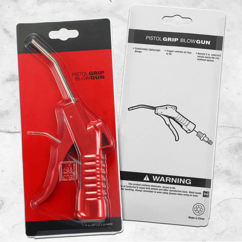 Air Nozzle Blower Gun With Pistol Grip 8 Pack Red Air Blow Tools packaged view