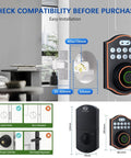 No Sweat Smart Fingerprint Door Lock Featuring Keyless Entry Deadbolt And Electronic Touchscreen with dimensions for installation.