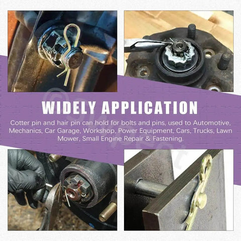 Image of cotter pin and hairpin R clips used in automotive and machinery projects.