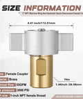 Front view of Otoolling 1-pack 1-inch NPT wet-line wing-nut hydraulic quick-disconnect female coupler, brass body