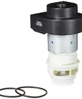 OEM Replacement Motor Kit 154844301 For Fridge Units, shown with black and white components, includes two rubber rings.