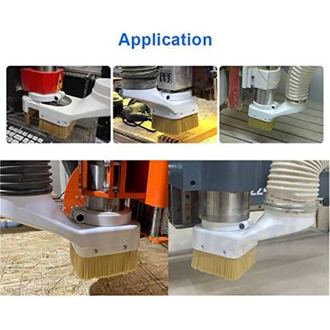 Heavy Duty Pro Grade Nylon Dust Shoe Brush Kit for CNC Routers and Milling Machines in application on various setups