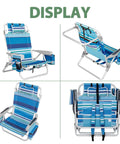 Extra Wide 2 Pack Lay Flat Folding Beach Chairs With 5 Positions Aluminum Frame Includes Cooler Bag Cup And Phone Holder