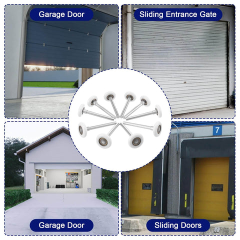 Quiet Nylon Garage Door Rollers 10 Pack 1.8 Inch Wheels With 4.7 Inch Stems Replaceable Whisper Quiet Operation for gates and doors
