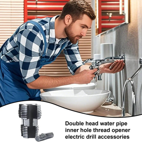 Heavy Duty Pipe Internal Threader Tool Built With Beefy Steel For Quick No Nonsense Threading Jobs, being used on a sink.