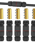 IP68 Weatherproof Junction Box For Outdoor Wiring Featuring Inline Cable Connectors and 80A Screw Terminals, includes two types of connectors.
