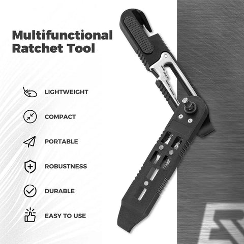 Multifunctional ratchet tool from 14 In 1 Bike Multitool Kit With Mini Ratchet Wrench, tire levers visible, compact design