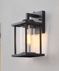 2 Pack Black Exterior Wall Light Fixtures With Dusk To Dawn Sensor, E26 Base Socket, Clear Glass, Waterproof Outdoor Lanterns