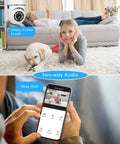 Person using phone to view two-way audio feature of Light Bulb Security Camera 360 Degree Pan Tilt Wireless Outdoor Home Surveillance Kit.