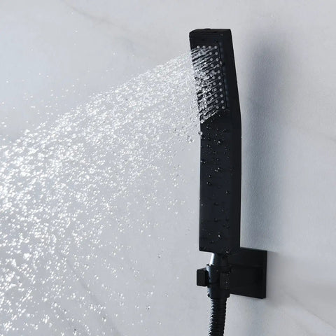Top Shelf Ceiling Mount Rain Shower Kit With Bright LED Temp Display And Swift Handheld Switch Featuring Polished Body Jets Brushed Gold Thermostatic Valve Solid Build Bath Upgrade handheld shower spray with modern design