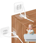 No Sweat No Drill Furniture Adhesive Anchors 10 Pack Baby Proofing Anti Tip Wall Straps securing a dresser for safety.