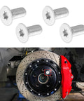 4 Pack Brake Rotor Screws M8X20X125MM shown above disc brake assembly, stainless steel fasteners for GMC Acadia upgrade.