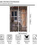 Barn Door Rod Pocket Blackout Curtains For Living Room with Wooden Board and Wheel Motif, Two Panel Set, 63x21 Inches
