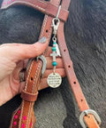 Saddle And Bridle Charm Clip Made From Premium Leather Strings With Clip Bless This Horse And Rider Keep Them Safe on reins