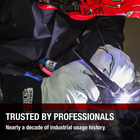 Grain Leather TIG Welding Gloves for Pro Welders with High Dexterity and Soft Feel Medium Size K2981 M in use by welder