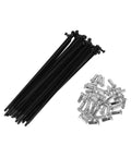 Bundle of 12G 36 Bicycle Spokes 131mm Long 2.5mm Diameter 45 Steel Black with Nipples for Wheels Replacement and Repair
