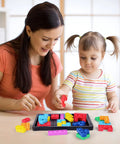 A woman and a child engaging with the Slick Silicone Pop Puzzle Fidget Toy Buttery Smooth Push Pop Brain Teaser for stress relief.
