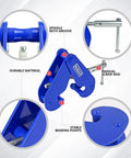 Blue KARRYTON 2-ton beam clamp for I-beam flanges 3–9 in; heavy-duty lifting with hoist