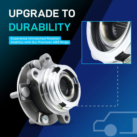 Front Wheel Hub And Bearing Assembly 513296 Replacement for 2007 2018 Altima 2009 2021 Maxima close-up with ABS rings