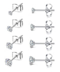 Four Pairs Titanium Stud Earrings For Women And Men Dope Shine 2 To 5mm Ball Cubic Zirconia Hypoallergenic Nickel Free Lead Free Safe For Sensitive Ears Cartilage Earrings Everyday Sparkle And Comfort, side view