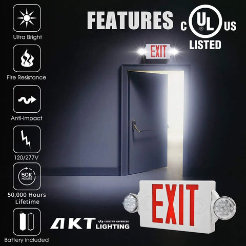 Built Tough Dual Head Emergency Exit Sign With Bright Red Led Lights Adjustable Commercial Backup Battery Plug In Self Test Ul Rated Works Great For Office 6 Pack features ultra bright exit sign with fire resistance.