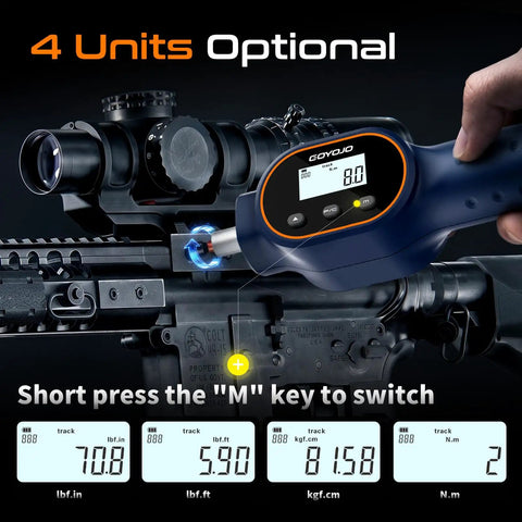 Digital Torque Screwdriver With Adjustable Range From Seven Point Zero Eight To Seventy Point Eight Inch Pounds Or Zero Point Eight To Eight Newton Meters Buzzer And Magnetic Bits Nine Hundred Ninety Nine Data Storage For Gunsmithing And Mounting on rifle scope