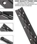 Yeecheng 2-pack black 6-inch piano hinges, 2-inch open width, stainless steel with pre-drilled holes and screws.