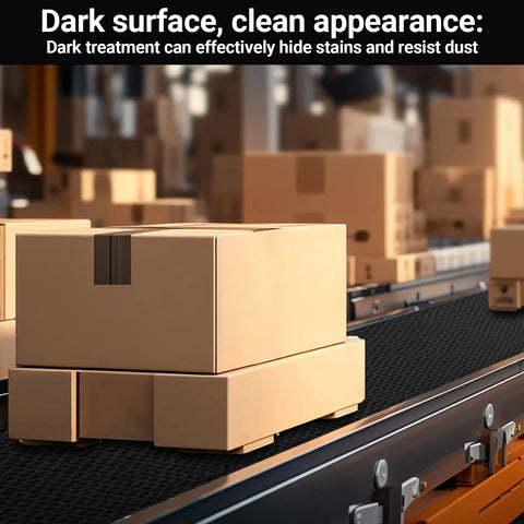 4 Inch Wide Black Conveyor Belt Material With PVK 150 One Side Cover For Industrial Conveyors in use with boxes.