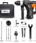 Heavy Duty 1 1/4 Inch SDS Plus Rotary Hammer Drill With 13 Amp Motor Four Function Demolition Hammer Kit with Accessories