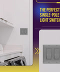 Slick Decorator Paddle Rocker Light Switch Gloss Gray Finish Single Pole 3 Wire Grounding Screw Residential Grade 15A 120V 277V UL Listed 10 Pack For Home Improvement And House Wiring installed in laundry room