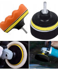 Make Your Ride Look Slick As Glass With This 11 Piece 3 Inch Drill Buffing Pad Set Professional Grade Car Foam Polishing Kit shown with foam pads and drill.