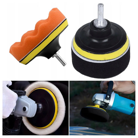 Make Your Ride Look Slick As Glass With This 11 Piece 3 Inch Drill Buffing Pad Set Professional Grade Car Foam Polishing Kit shown with foam pads and drill.