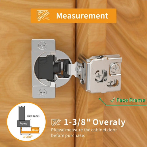 30 Pack 1 3 8 Inch Overlay Soft Close Concealed Cabinet Hinges For Face Frame Doors Satin Nickel Finish shown on wooden cabinet