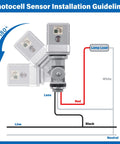Installation diagram for Two Pack Photocell Sensor For Outdoor Lighting, 120V AC, 50/60 Hz, IP54 Waterproof, showing wiring connections