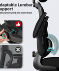 Side view of ergonomic mesh office chair with adjustable lumbar support. Ergonomic Mesh Office Chair With Wheels For Home Office