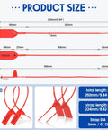 Diagram of 2000 Pack Plastic Tamper Seals Security Tags With Numbered Zip Ties For Fire Extinguishers, showing size details.
