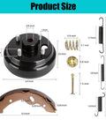 Rear Brake Hub Drum Repair Kit with Shoes and Springs for EZGO TXT PDS Electric Golf Carts 1997 Up, product dimensions labeled