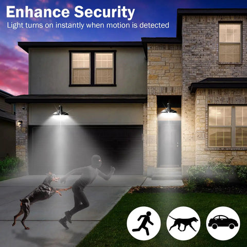 Motion Sensor LED Bulbs A19 5000K Daylight Dusk To Dawn Motion Activated 11W 75W Equivalent 1200 Lumens Indoor Outdoor Use Easy Install Porch Garage Hallway 2 Pack on a garage and entryway at dusk