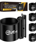 Five Pack E Track Tool Holders for Enclosed Trailers, heavy duty tool hangers, shown in packaging with black steel finish
