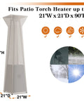 Pyramid Patio Heater Cover For Hiland Propane Heater Heavy Duty With Zipper Waterproof Outdoor Cover 21W X 21D X 90H 600D Ripstop Polyester With Double Stitching For All Weather Protection shown covering a patio heater