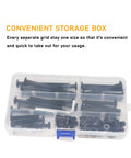 Tough As Nails M6 Barrel Nut And Hex Drive Bolt Assortment Kit Includes Hex Key, organized in a transparent storage box.